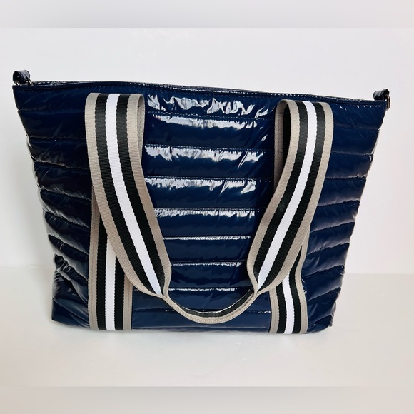 THINK ROYLN Handbags - Think Royln Patent Wingman Puffer Tote Large Cobalt Blue Travel Shoulder Bag